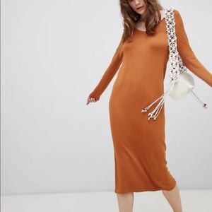 ASOS midi camel sweater dress
